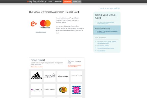 The Virtual Universal Mastercard ® Prepaid Card