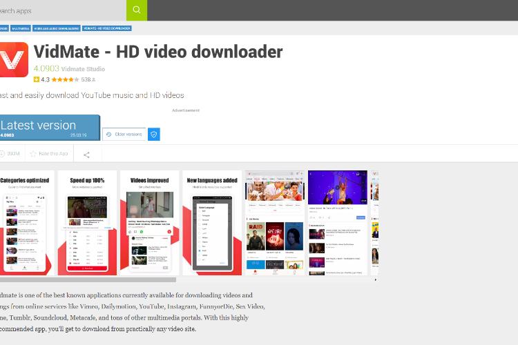 Best Android Youtube Downloader - VidMate – HD Video Downloader