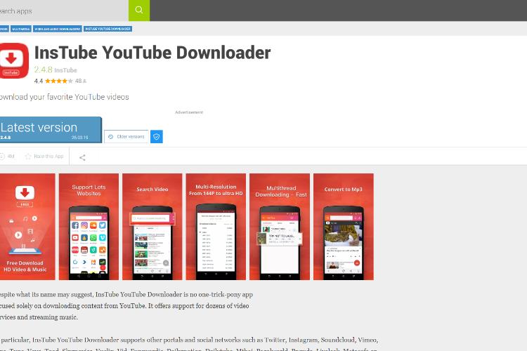 Best Android Youtube Downloader - InsTube YouTube Downloader