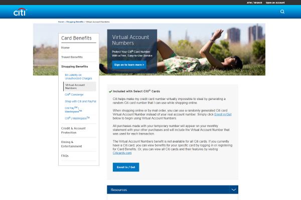 Citi® Card Benefits – Virtual Account Numbers