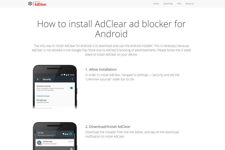 Android Advertisement Blocker with Adclear