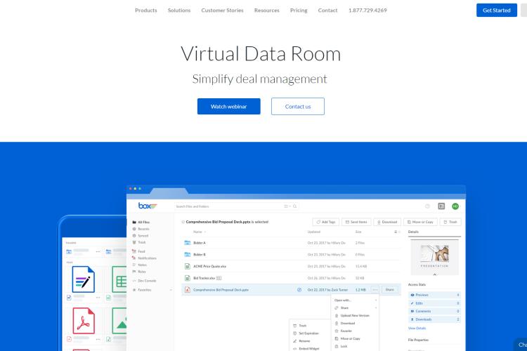 Best Virtual Data Room Service Provider with Box