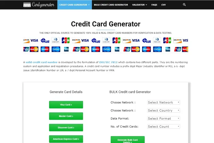 Visa Card Number Generator Pakistan