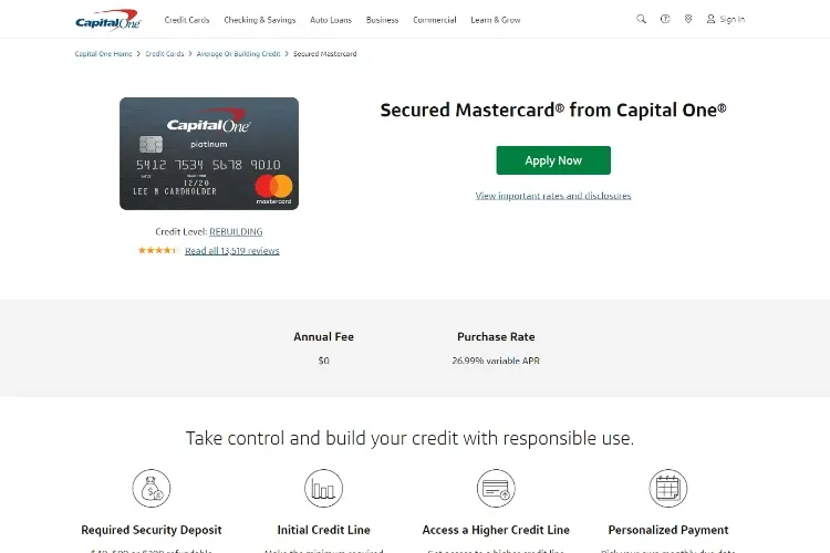 CAPITAL ONEMASTER CARD(SECURED)